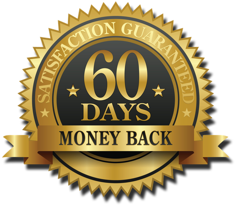 60-day satisfaction guaranteed money back seal